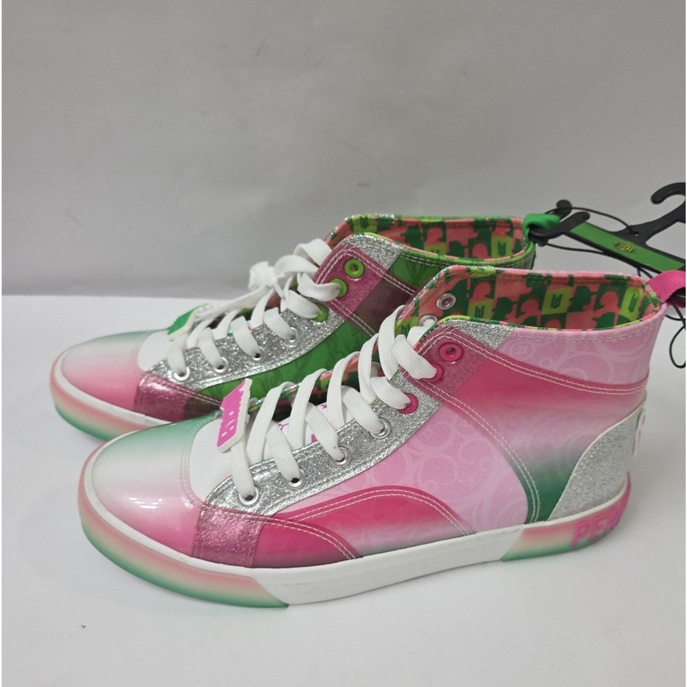 Wicked Movie High Top Sneakers Sz 9.5 Pink Green New Ground Up Elphaba Glynda